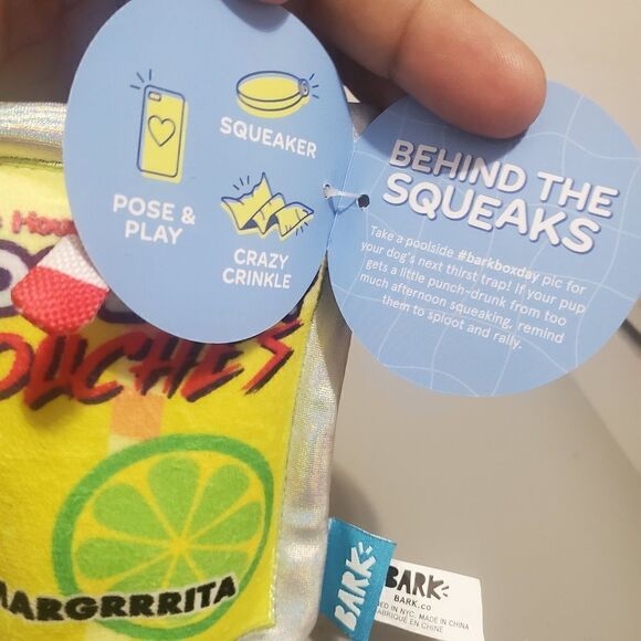 Barkbox Pool Boy Pouches Margrrita S Dog Toy crazy Crinkle,squeaker - Picture 3 of 6